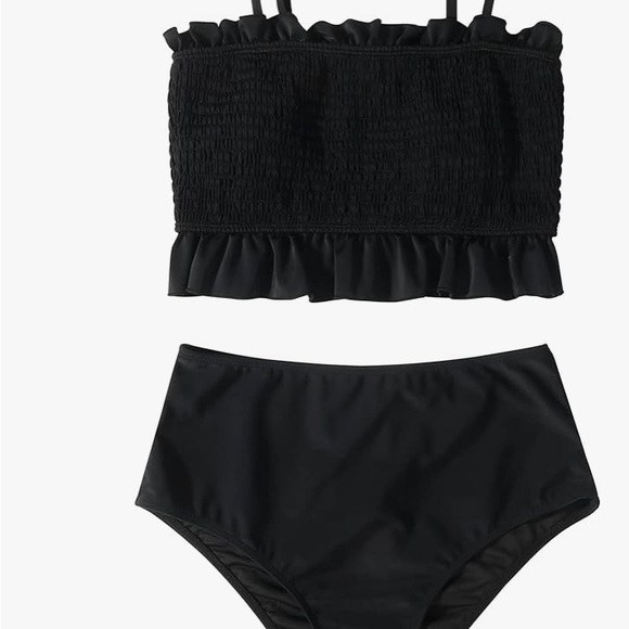 RXRXCOCO Womens Shirred Bandeau Bikini Cute 2-Piece Swimsuit Off Shoulder Size M - Picture 7 of 8